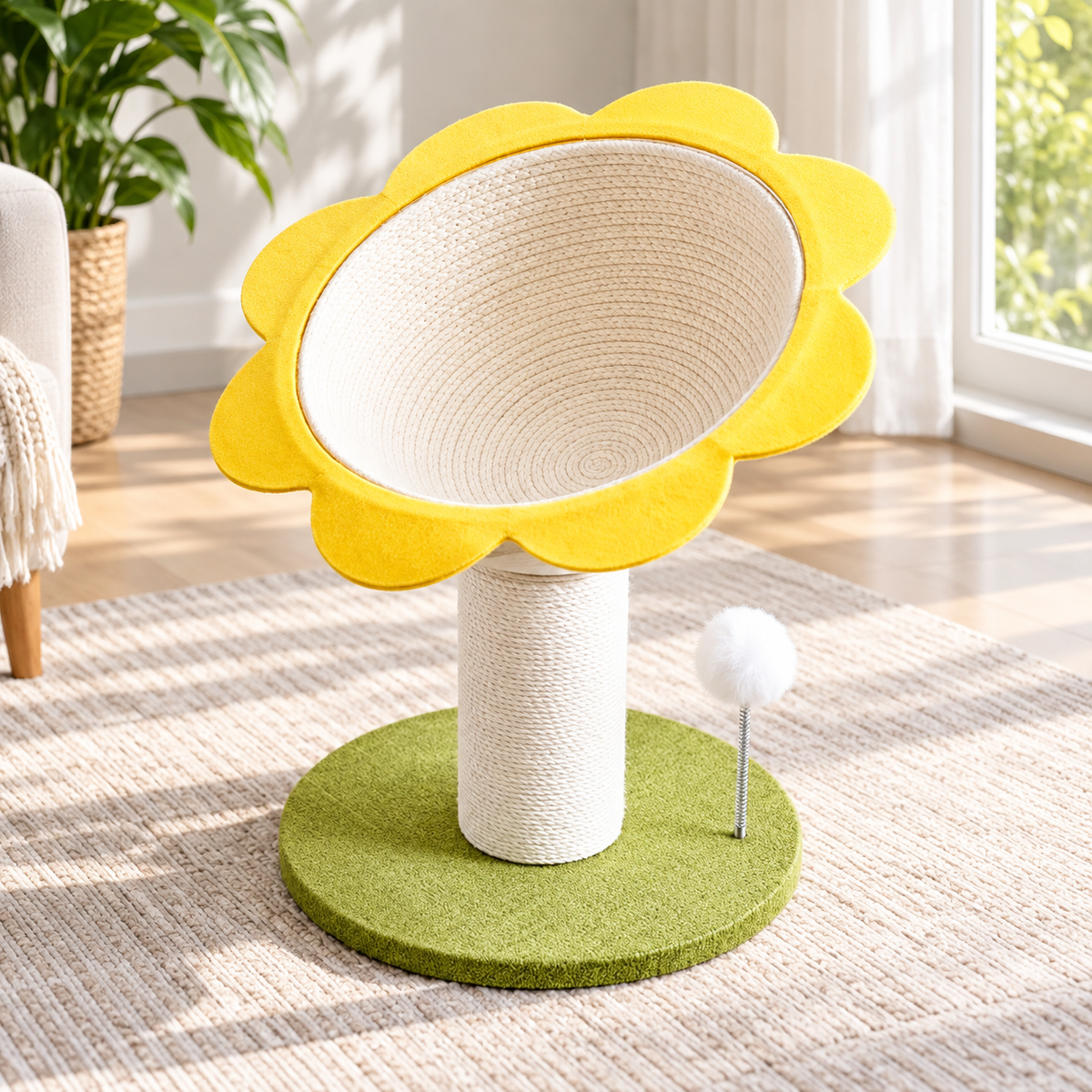 Sunflower Cat Scratching Post with Lounge Bed - product view 6