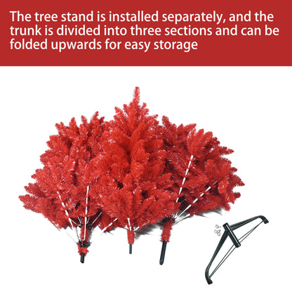 Seven-Foot Red Artificial Christmas Tree