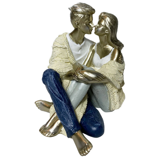 Seated Couple Resin Sculpture