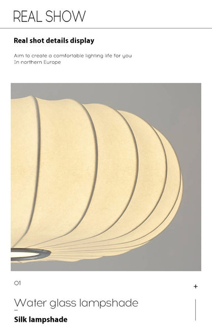 Rounded Fabric-Shade Pendant Light