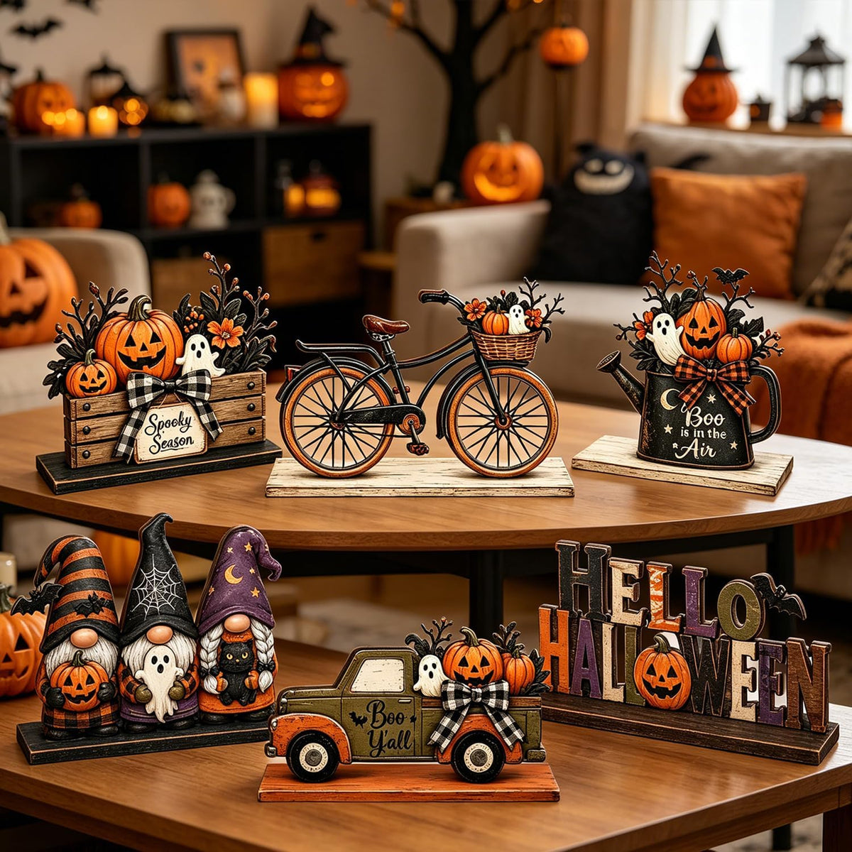 Halloween Wooden Tabletop Signs, Set of 6