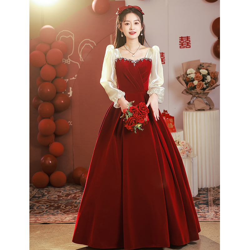 Square-Neck Evening Dress with Sleeve and Length Options