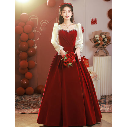 Square-Neck Evening Dress with Sleeve and Length Options