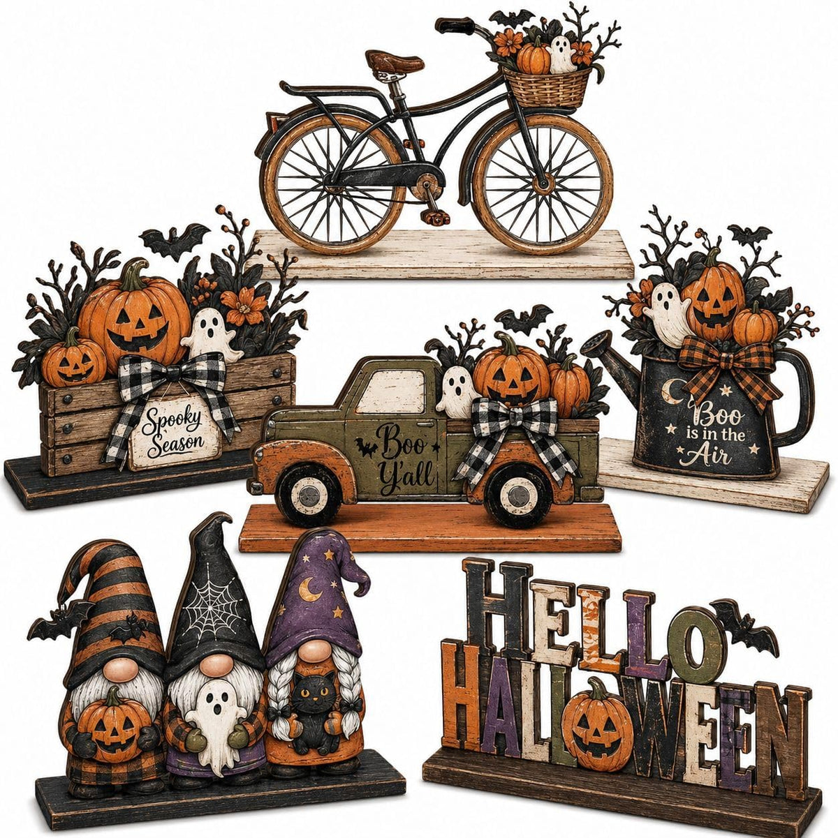 Halloween Wooden Tabletop Signs, Set of 6