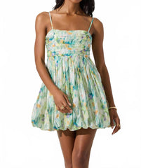 Green Abstract Bubble-Skirt Mini Dress - Green - view 1