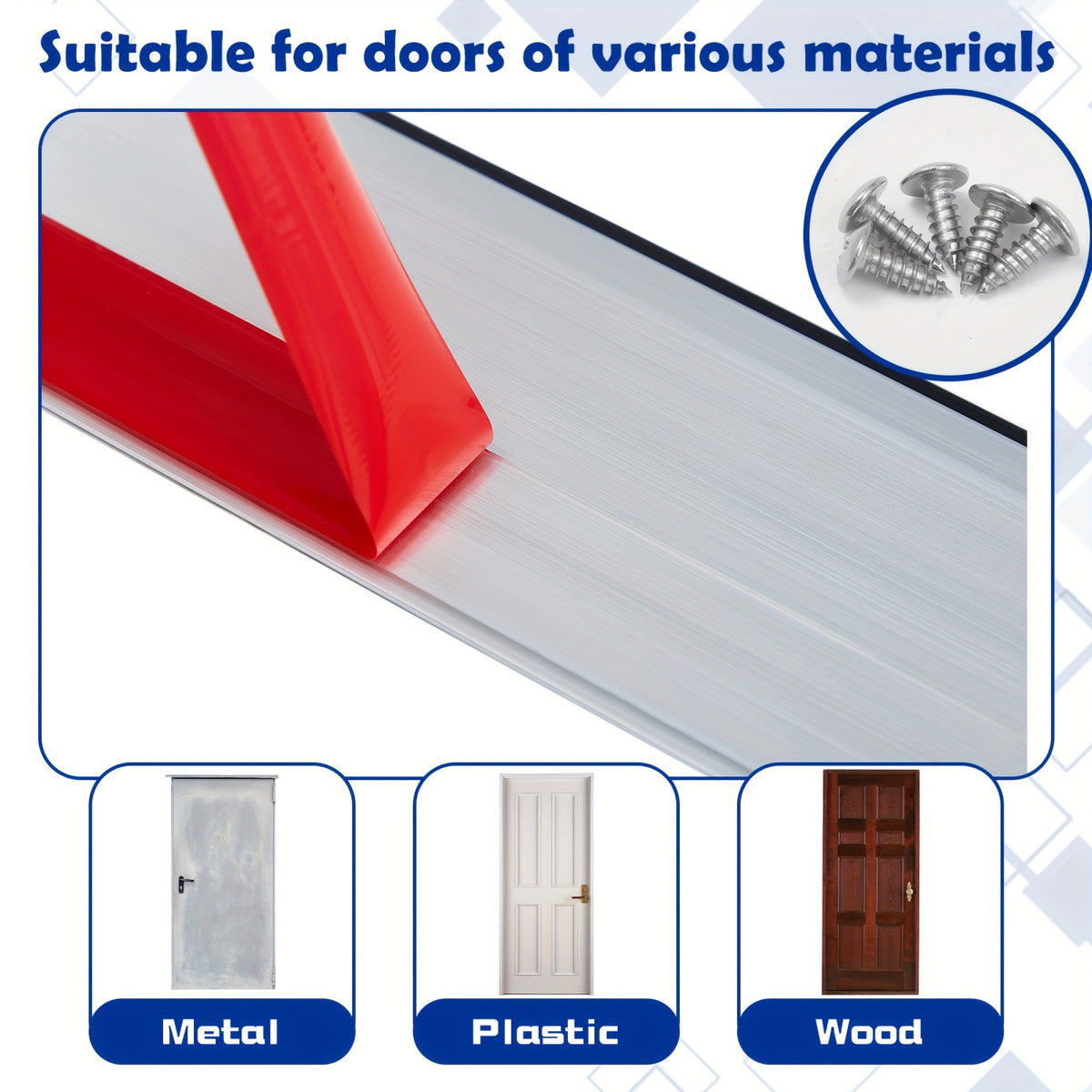 [Metal Door Draft Stopper] 2pcs 36 Inches Metal Door Draft Stopper, Door Sweep, Mouse Stopper, Mice Seal Strip, Aluminum,