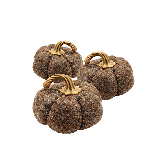 Brown Fabric Pumpkin Decorations, Set of 3
