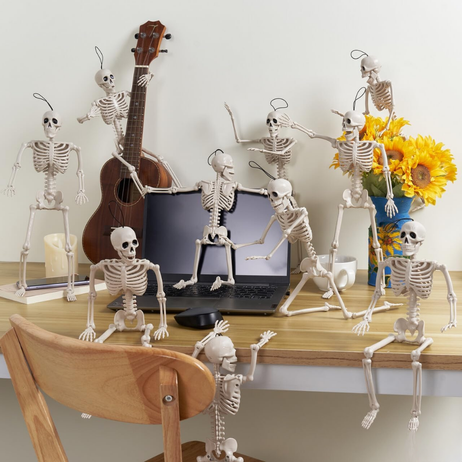 Posable Halloween Hanging Skeletons, Set of 5