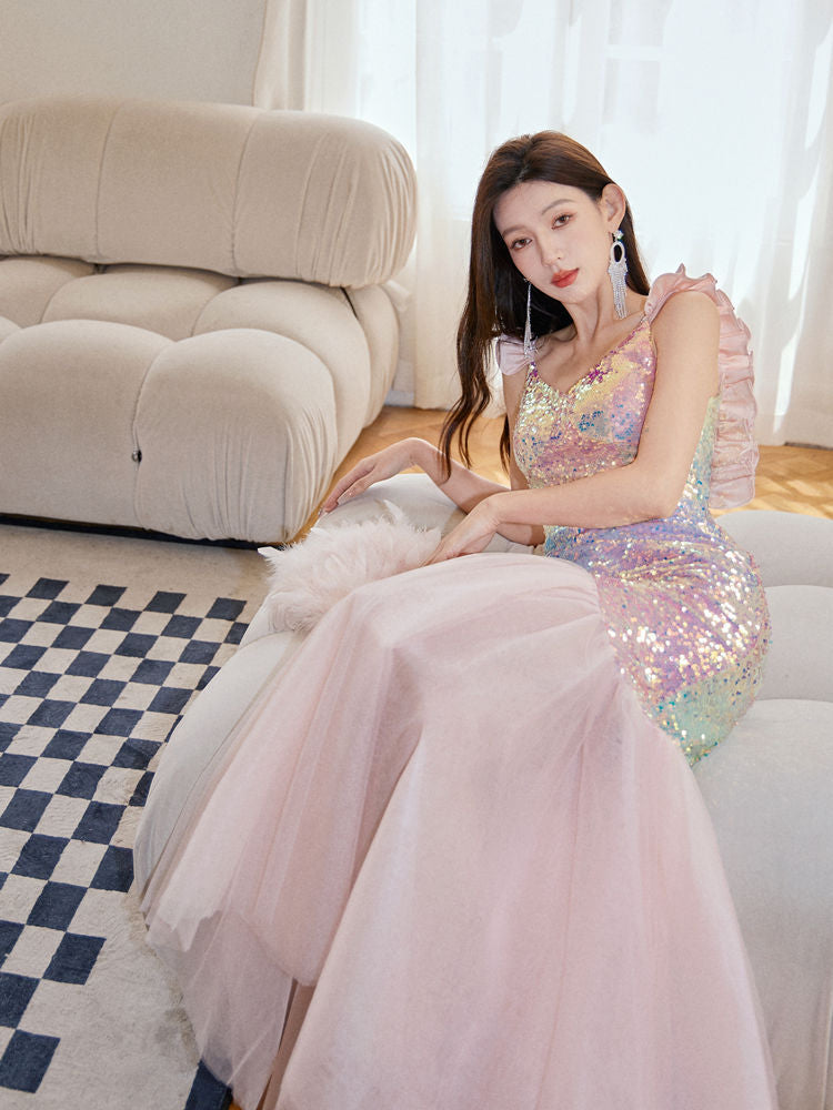Pink Camisole Evening Dress