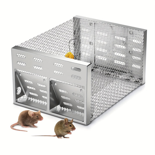 Dual Entrance One-Way Door Design | 30.48X22.86X15.24 Cm Reusable Metal Cage for Indoor & Outdoor Use, No Electricity Or