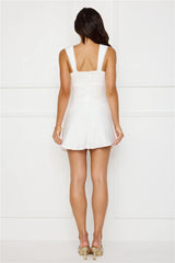 Elegant White Satin-Look Mini Dress - White - view 4