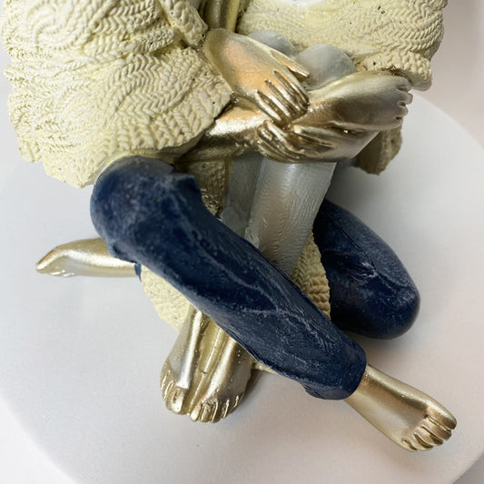 Seated Couple Resin Sculpture
