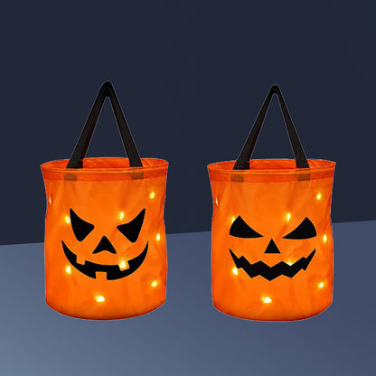 Halloween Light-Up Pumpkin Treat Bags, Set of 2