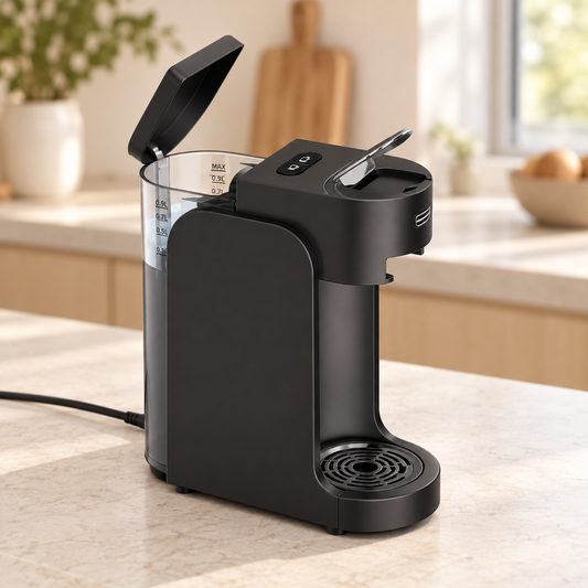 Black CM-2001 Capsule Coffee Maker with 0.9 L Water Tank - lifestyle view