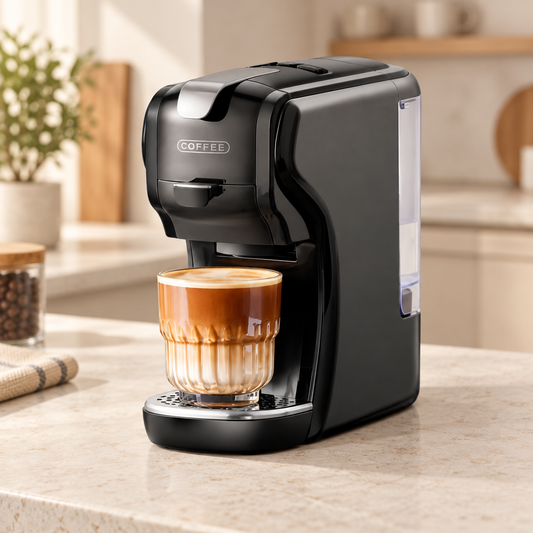 Black CM504 3-in-1 Capsule Coffee Maker with 0.6 L Tank - lifestyle view