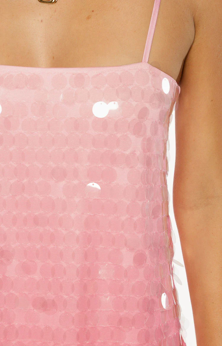 Sansone pink ombre sequin mini dress fabric detail