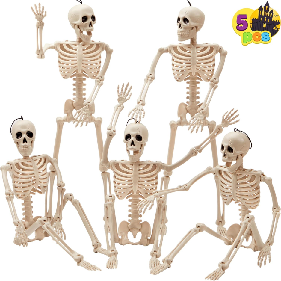 Posable Halloween Hanging Skeletons, Set of 5