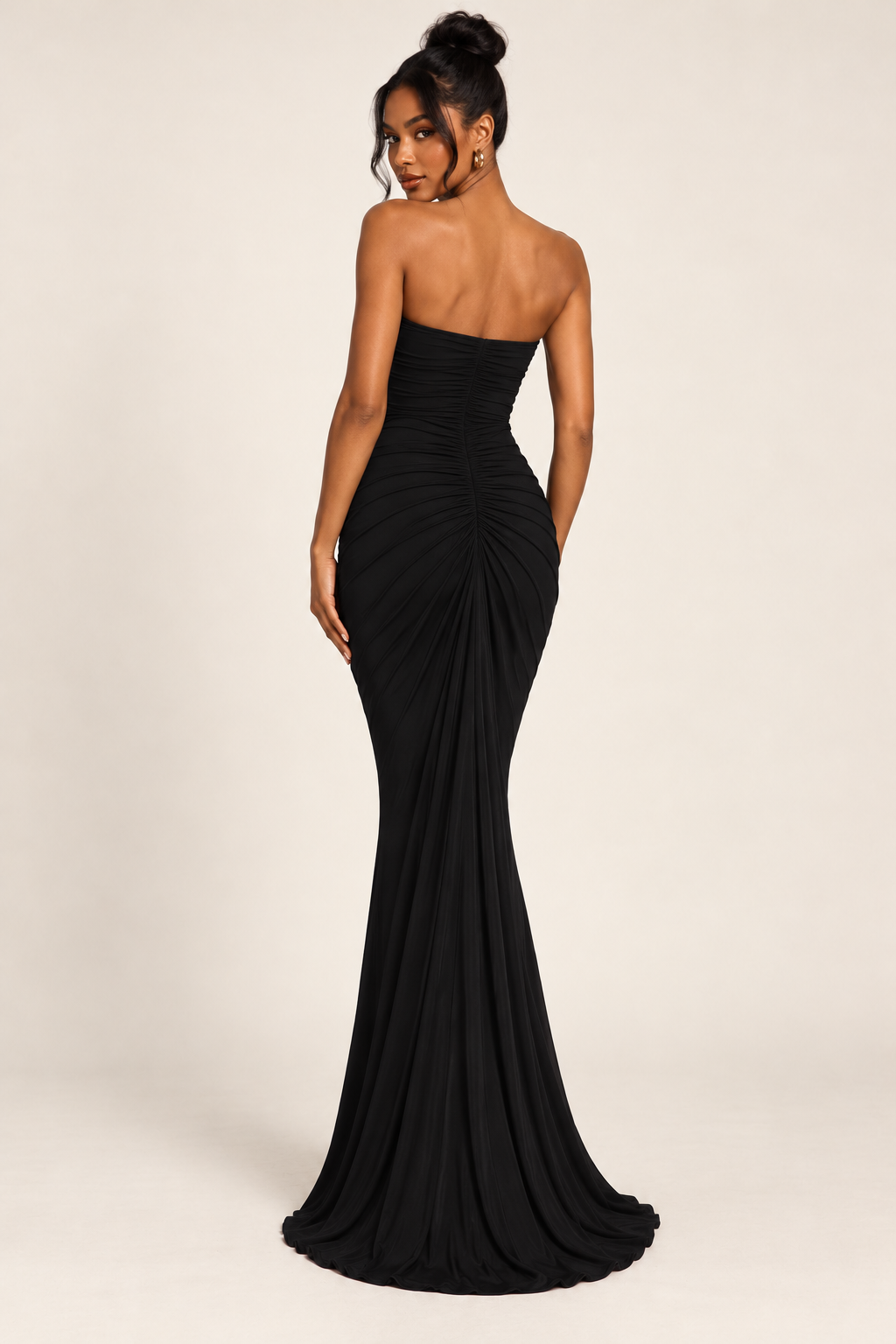 Strapless Draped Maxi Dress - Black - product view 2