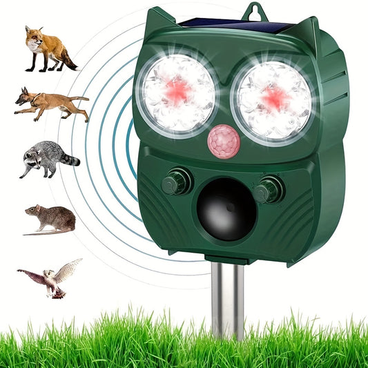 Solar Soundwave technology Animal Repeller, Sonic Animal Repeller, Motion Detection, Flashlights, Dog Cat Repellent,