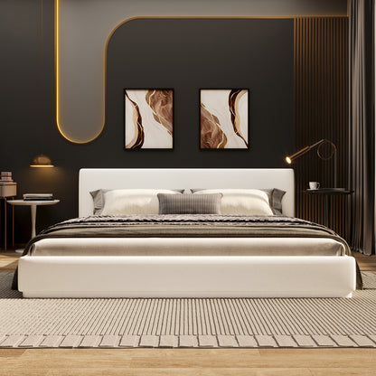 White Upholstered King Bed Frame