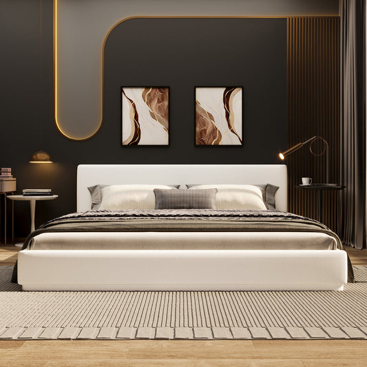 White Upholstered King Bed Frame