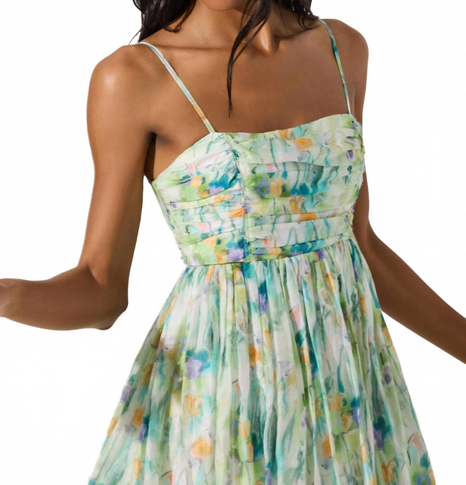 Green Abstract Bubble-Skirt Mini Dress - Green - view 10
