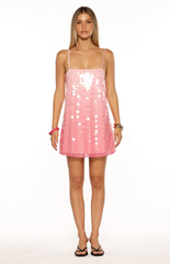 Sansone pink ombre sequin mini dress full front view