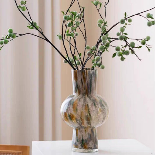 Gray-Green Marbled Glass Vase