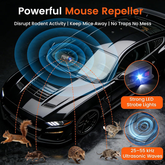4 pack Battery Operated Ultrasonic Rodent Repellent for Car Engines Under Hood Anti, Mice, Mouse, Rodent Repellent for Cars