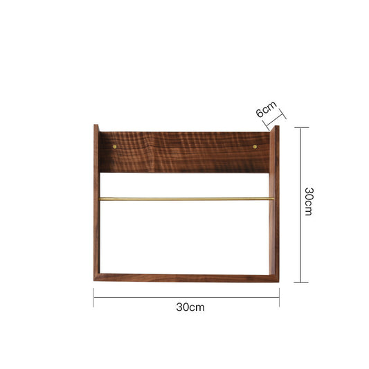 Walnut Wall Magazine Display Rack with Front Rail