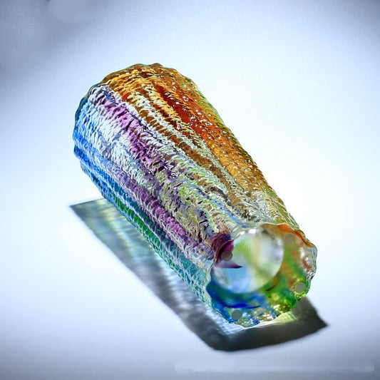 Rainbow Textured Glass Vase