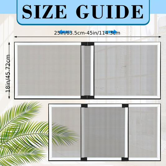Set of 4 Adjustable Window Screens That Can Expand, Designed for Sliding Windows, Featuring an Aluminum Frame Suitable for