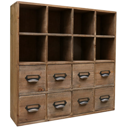 Wooden Desktop Cubby Organizer with Eight Drawers