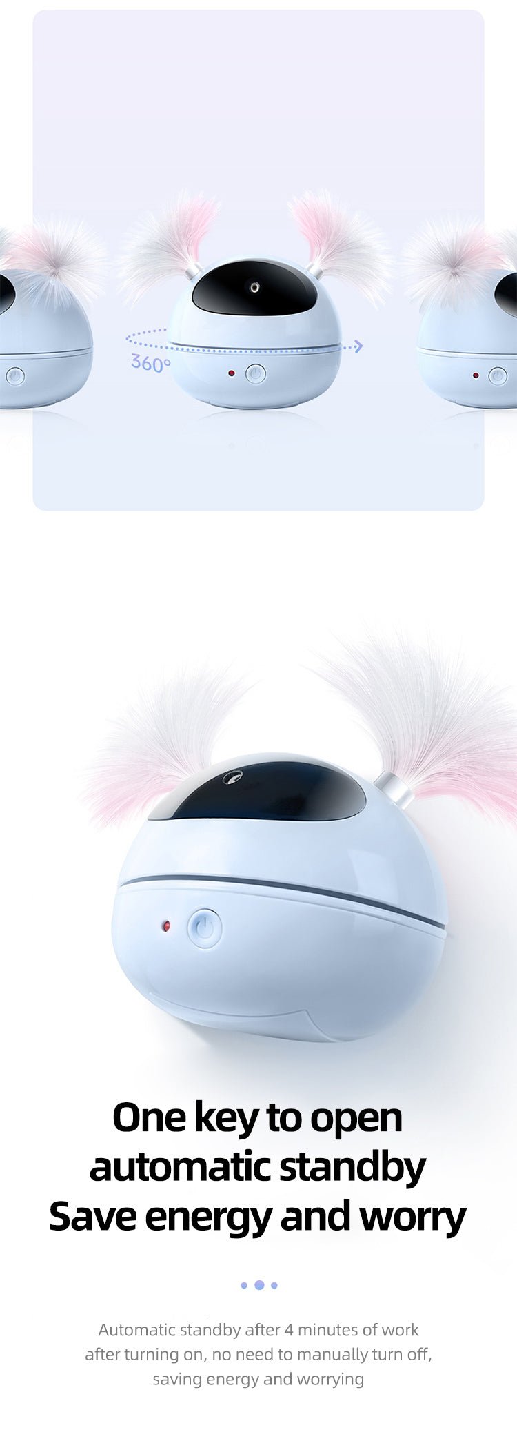 Interactive Cat Toy with Feather Teasers and Laser - View 8