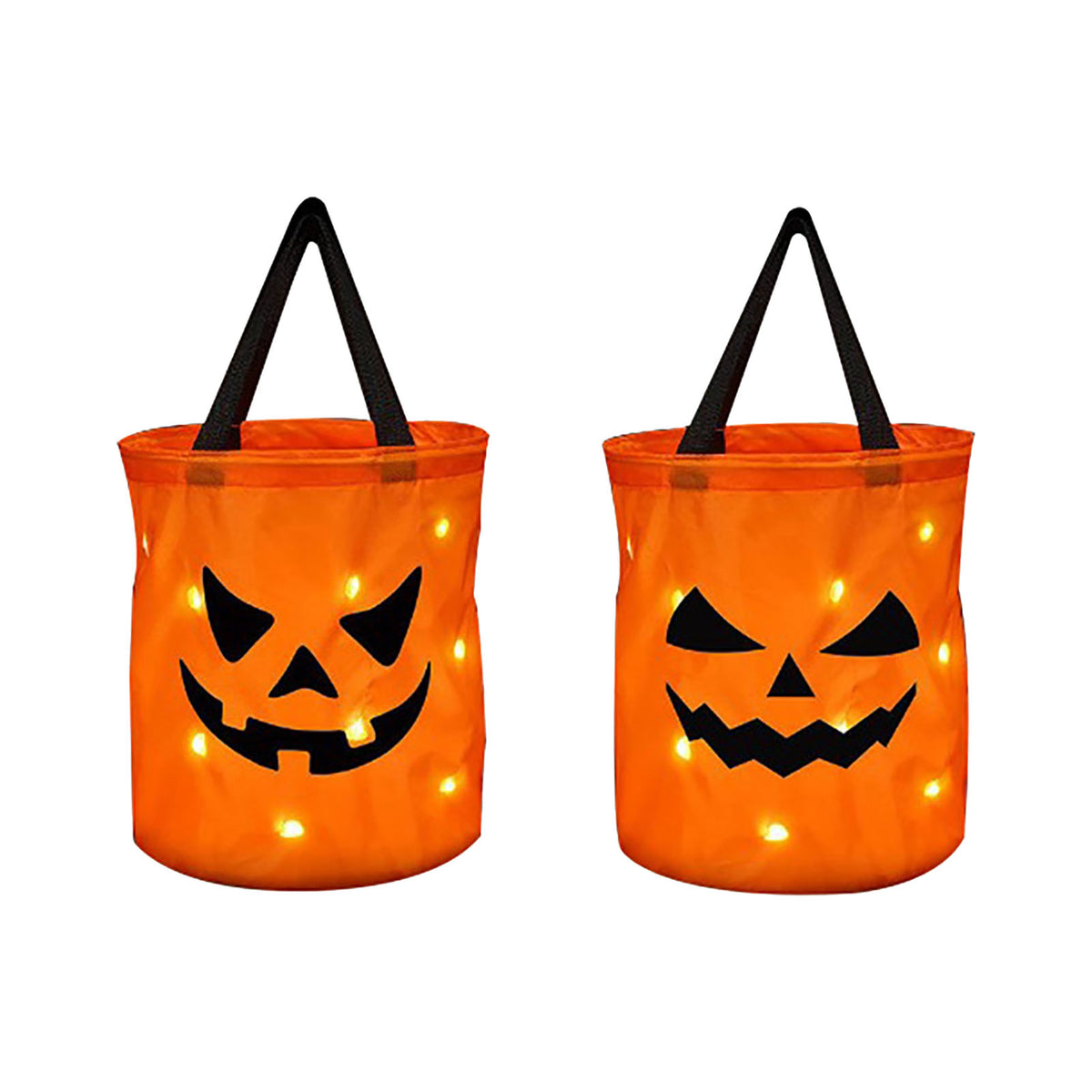 Halloween Light-Up Pumpkin Treat Bags, Set of 2