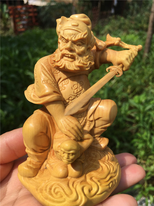 Zhong Kui Wood Figurine