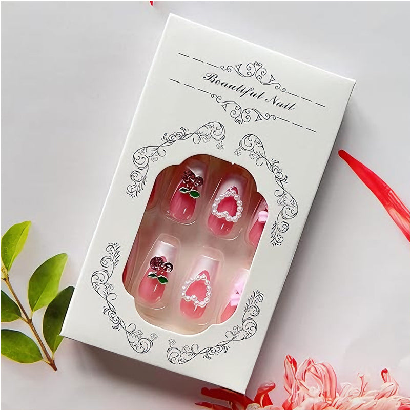 Cherry and Bow Press-On Nail Set - 24 Pieces