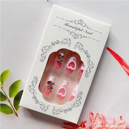 Cherry and Bow Press-On Nail Set - 24 Pieces