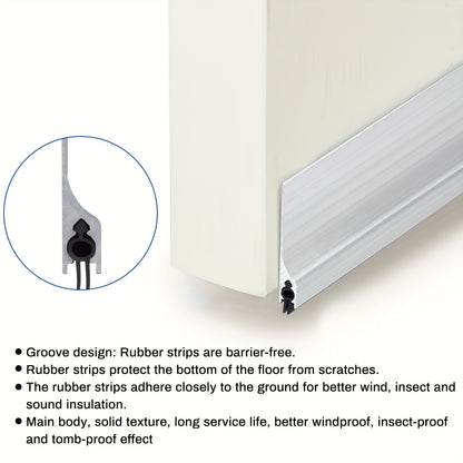 [Metal Door Draft Stopper] 2pcs 36 Inches Metal Door Draft Stopper, Door Sweep, Mouse Stopper, Mice Seal Strip, Aluminum,