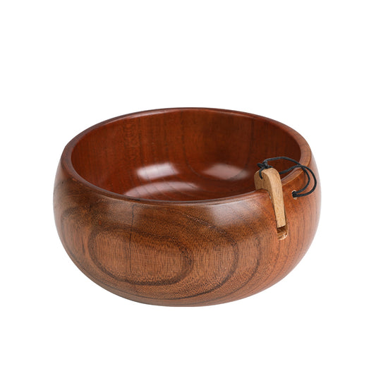 Wooden Yarn Bowl with Side Yarn Guide