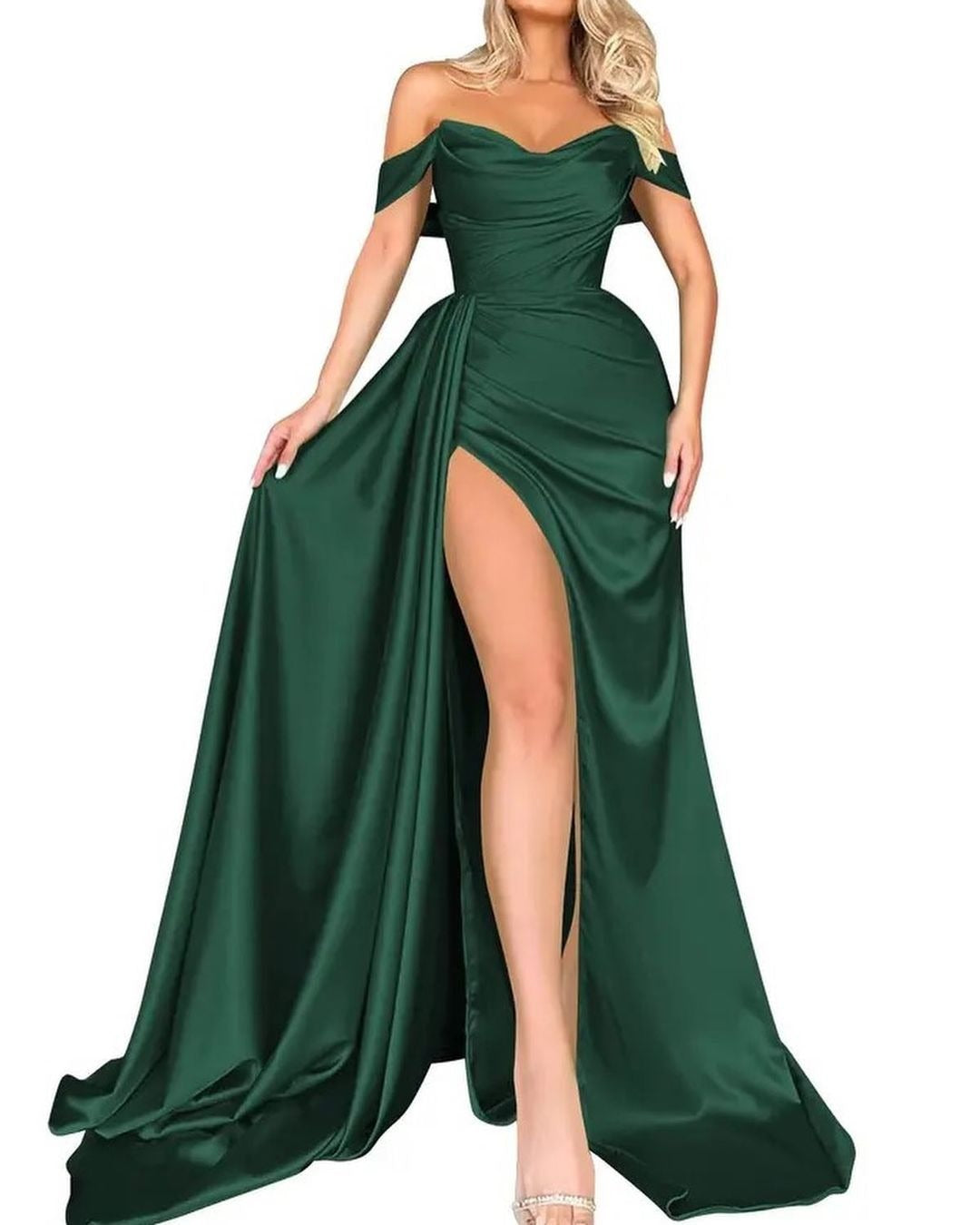 Women's Off-Shoulder Satin Evening Dress