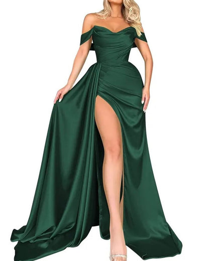 Women's Off-Shoulder Satin Evening Dress