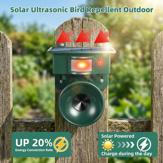 2026 New Solar Soundwave Technology Bird Repeller Outdoor, Woodpecker Deterrent for House, Pigeon Bird Deterrents for