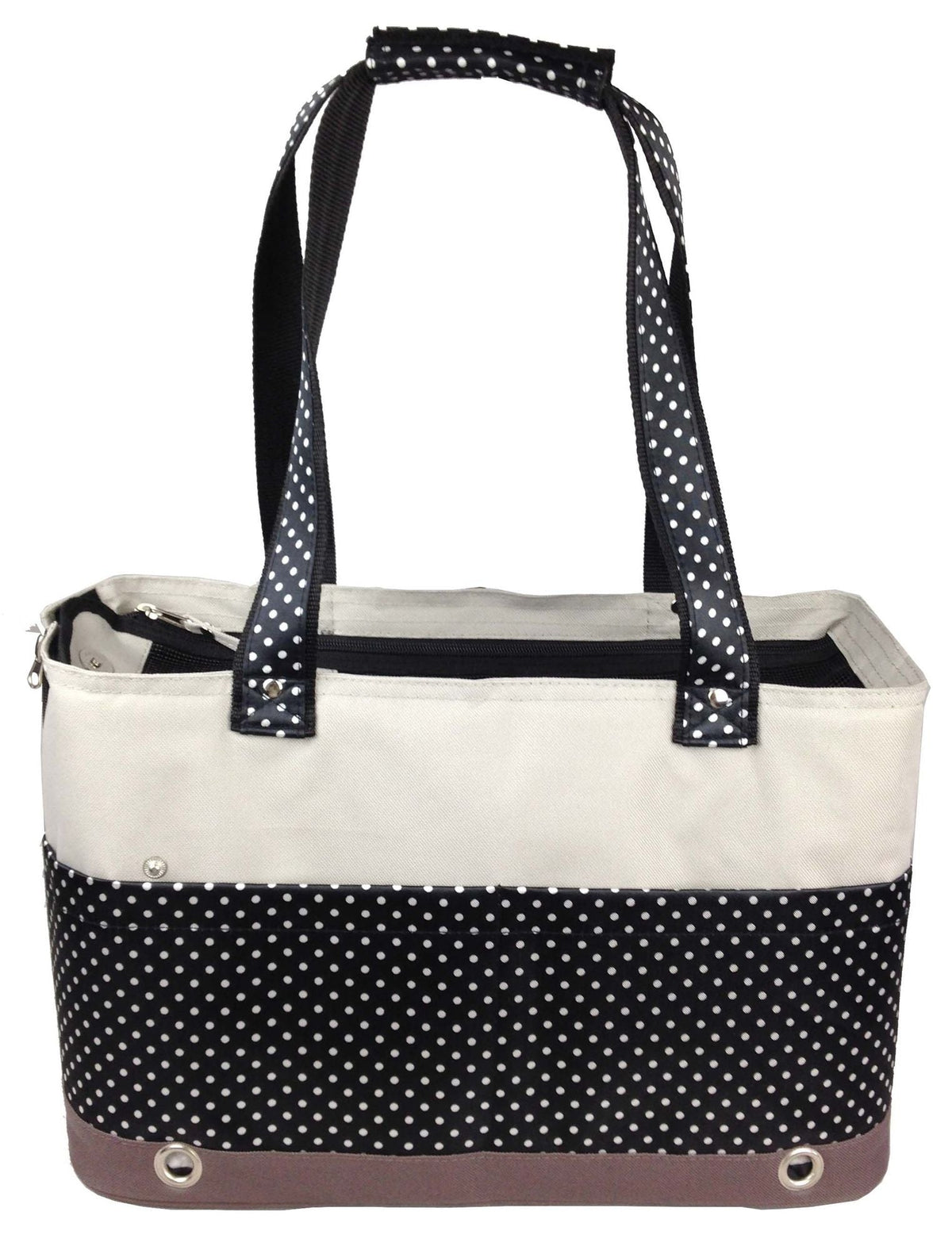 Polka-Dot Pet Tote with Mesh Top - View 1