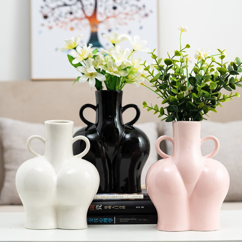 Sculptural Double-Handle Ceramic Vase