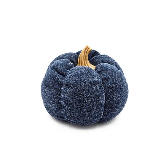 Deep Blue Fabric Pumpkin Decorations, Set of 3