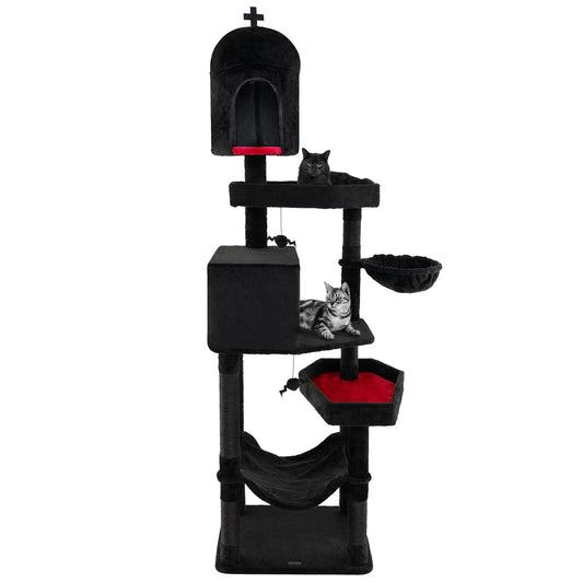 Gothic Cat Tower with Two Condos and Coffin-Shaped Bed - View 1