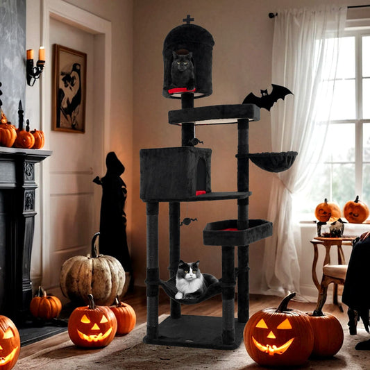 Gothic Cat Tower with Two Condos and Coffin-Shaped Bed - View 2