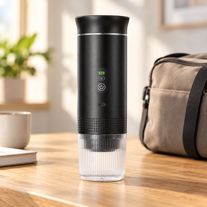 Black JN-02 Pro Portable Coffee Maker with LED Display - lifestyle view