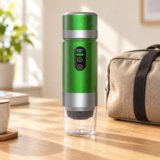 Green JN-03 Portable Coffee Maker with Removable Battery - lifestyle view